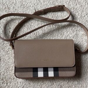 Burberry Beige and Black Check Crossbody Bag